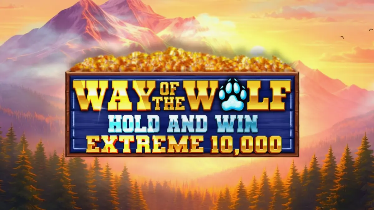Visual atmosferik slot Way of the Wolf dengan latar hutan malam dan serigala