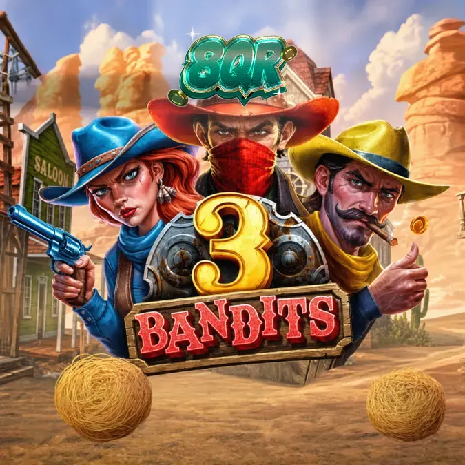 Tampilan visual slot 3 Bandits dengan tema Wild West yang memukau